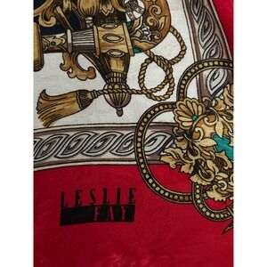 Leslie‎ Fay Vintage Scarf Baroque Equestrian Print Designer Accessory